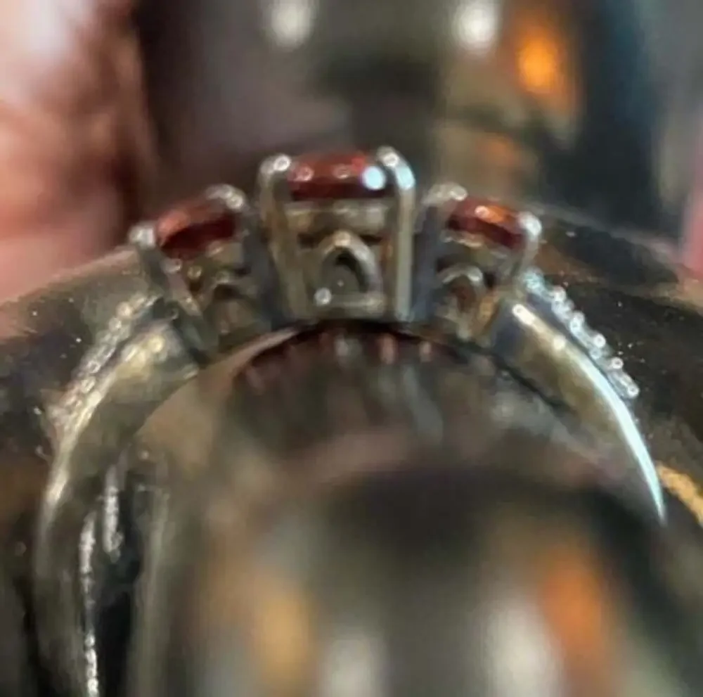 Three-Stone Garnet Ring in Sterling Silver size 9
